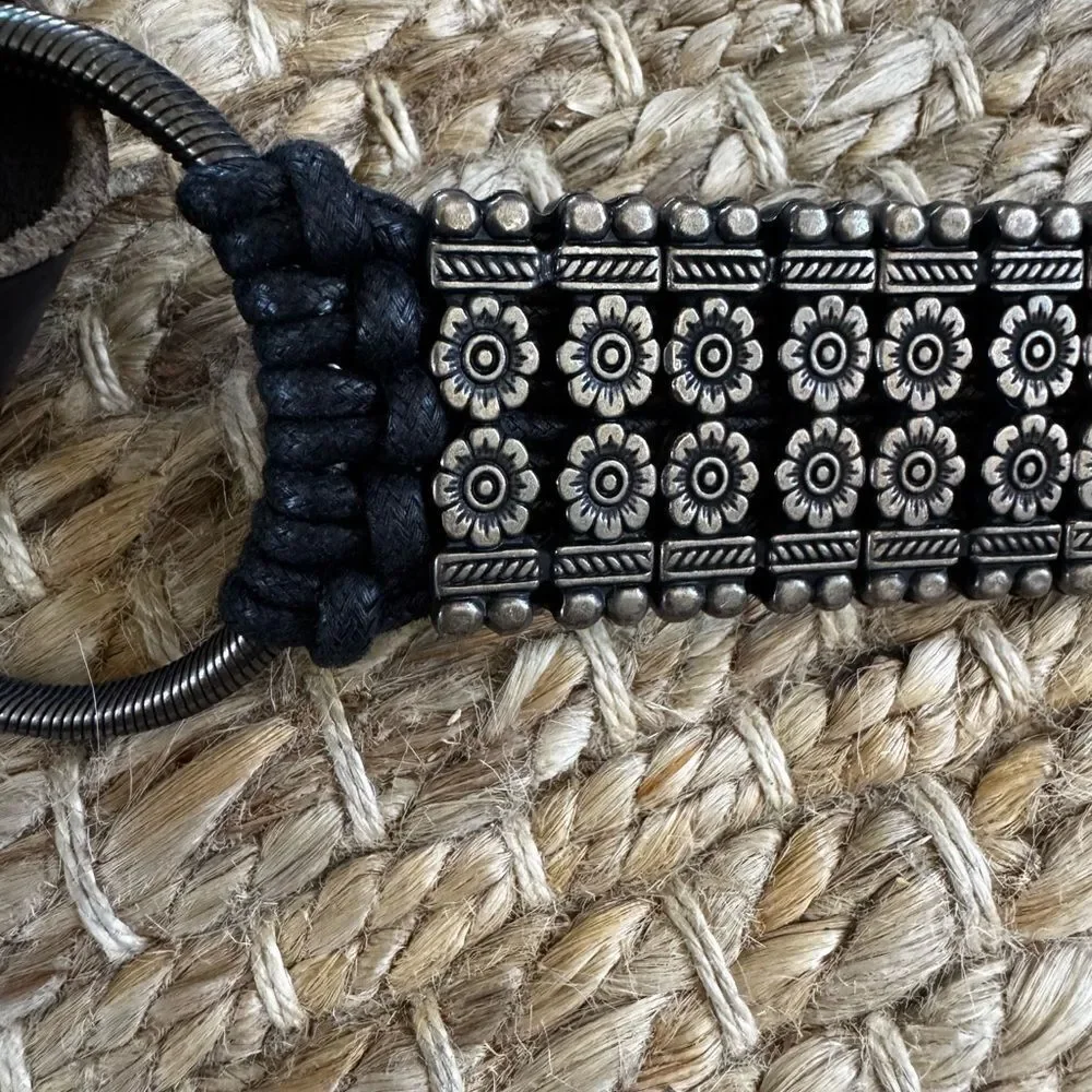 ANTONAZZI Firenze Italian Leather Belt M – Silver Floral Studded, Boho nwot